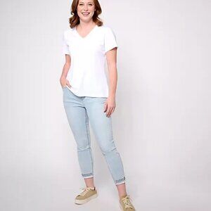 NEW Isaac Mizrahi Live! Regular Indigo True Denim Slim Jean w/ Stud Detail Sz 10